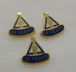 council gold pin with years tag, from 5 to 70, size 13mm tall